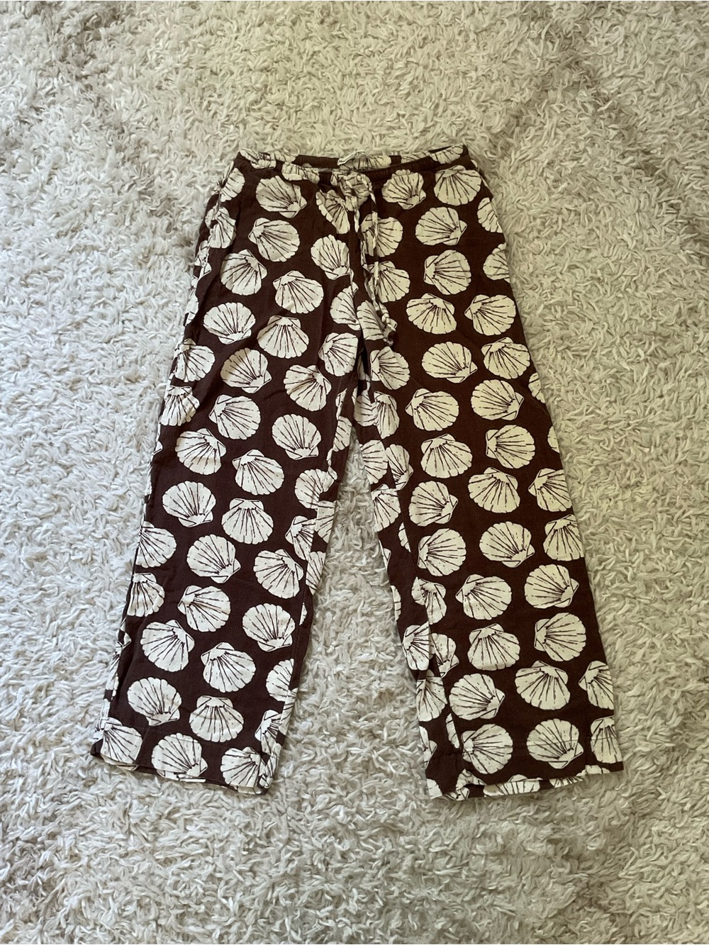 Brown Shell-Print Pants